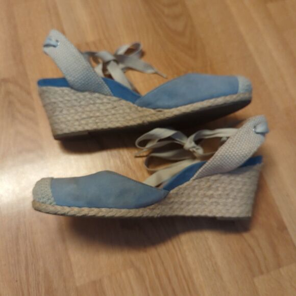 VIONIC Maris Aruba Espadrille Wedge Sandals Womens 10 Blue Ankle Strap - Picture 4 of 8
